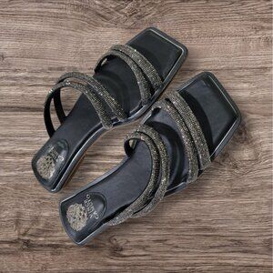 Vince Camuto Peomi Open Toe Dress Sandals Black With Bling Sz 11M